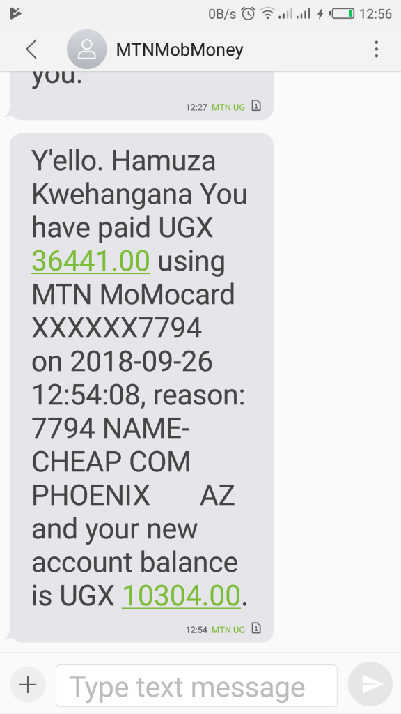 momocard payment receipt text