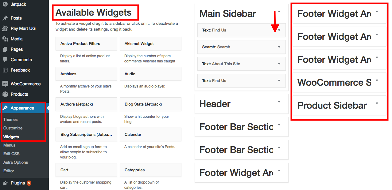 widgets and sidebars