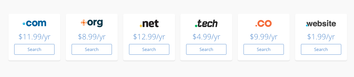 Domain Prices at Bluehost