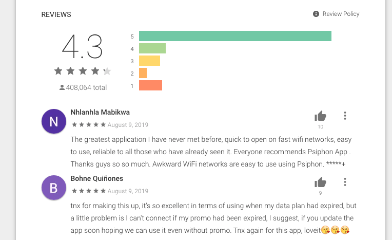 psiphon pro app reviews