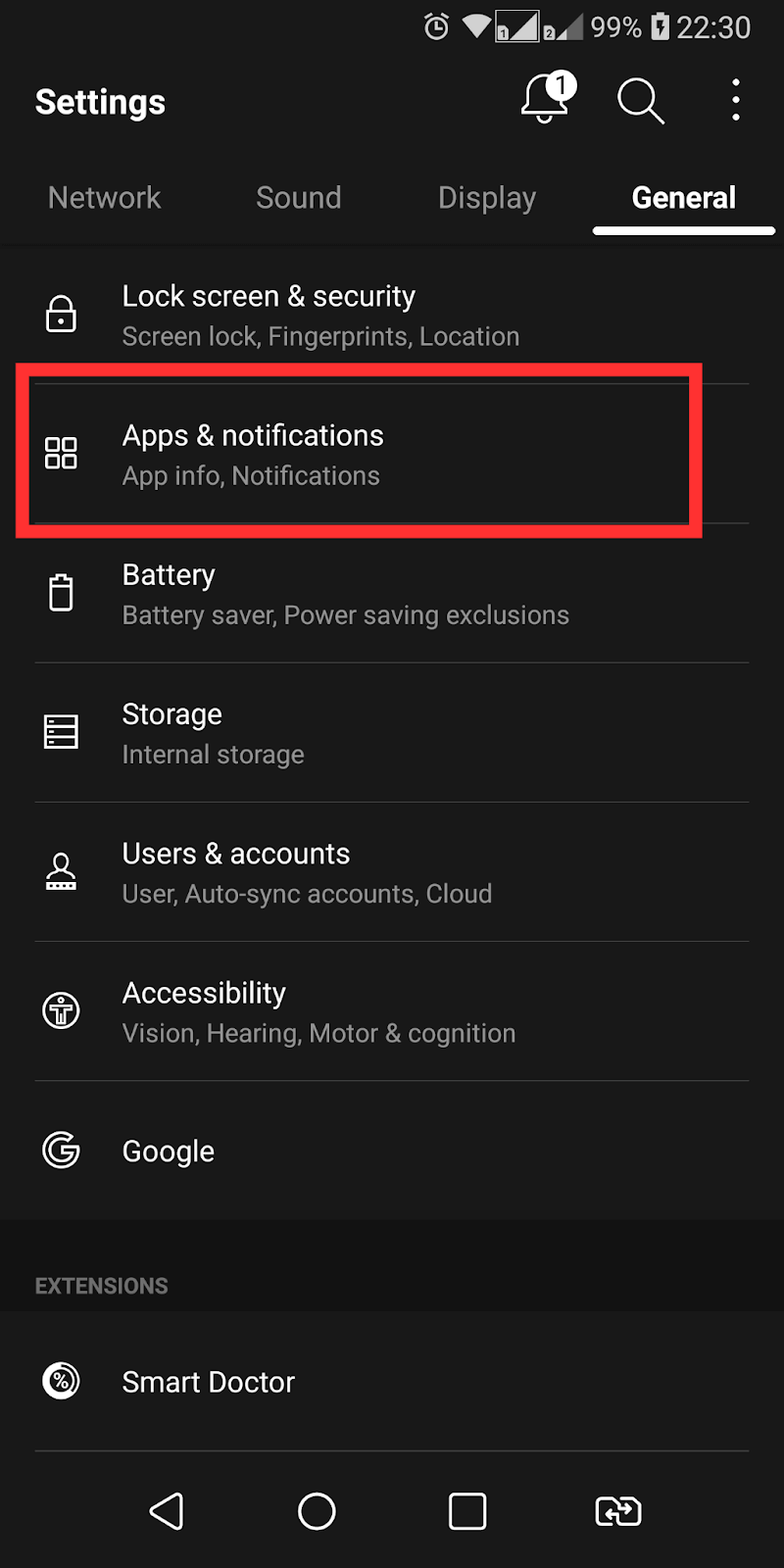 Phone Settings and select Apps and notifications