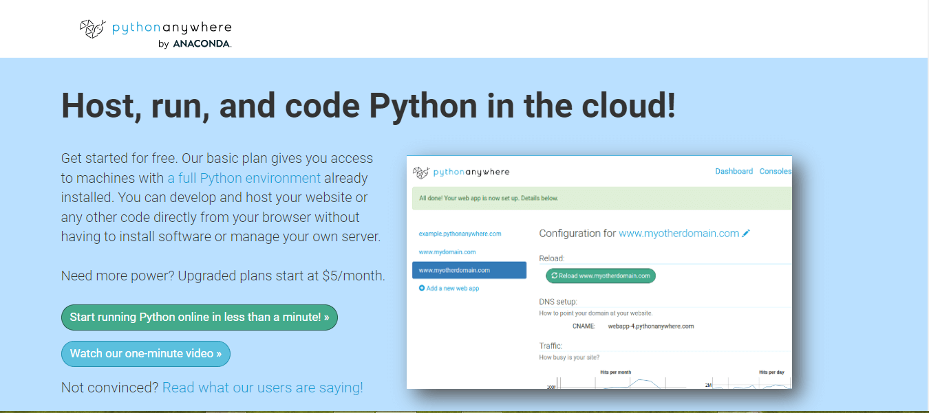 PythonAnywhere web display