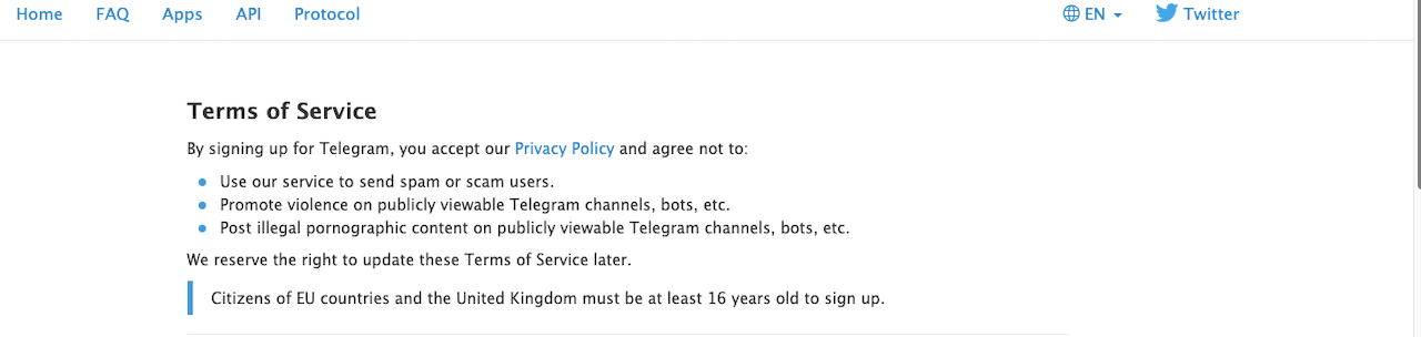Telegram terms of service