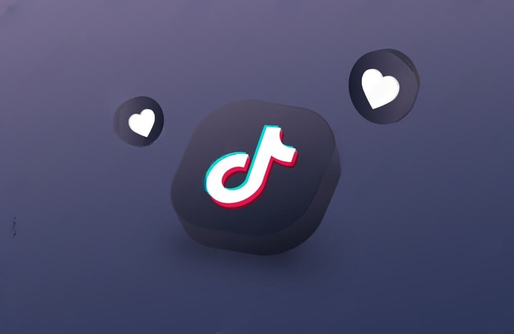 TikTok logo with heart icons