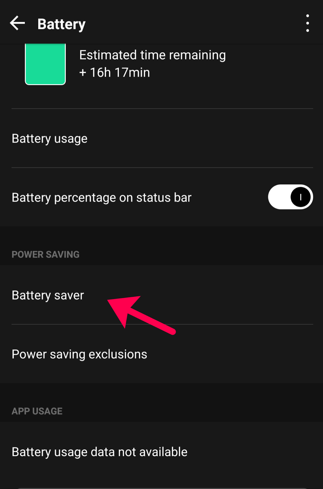 Battery saver settings