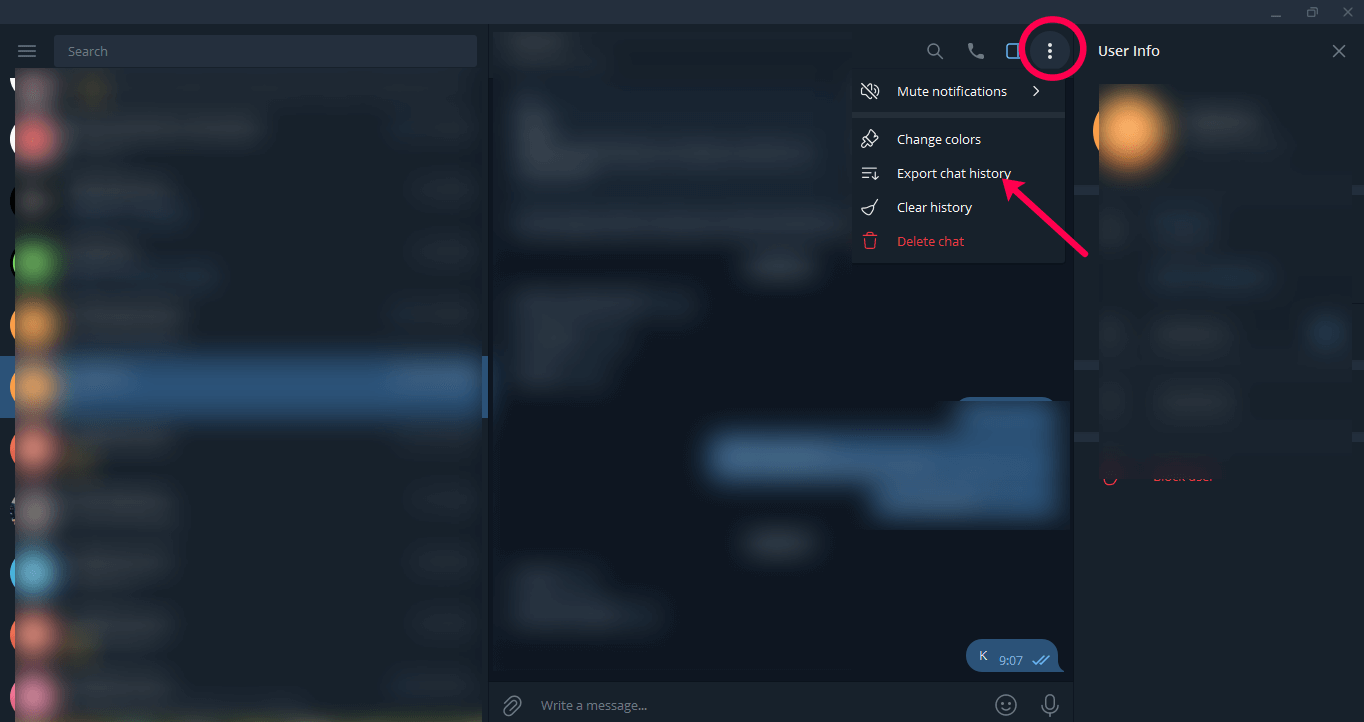 export chat history option