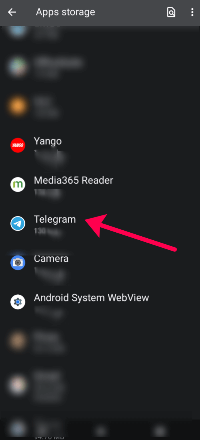 telegram storage space