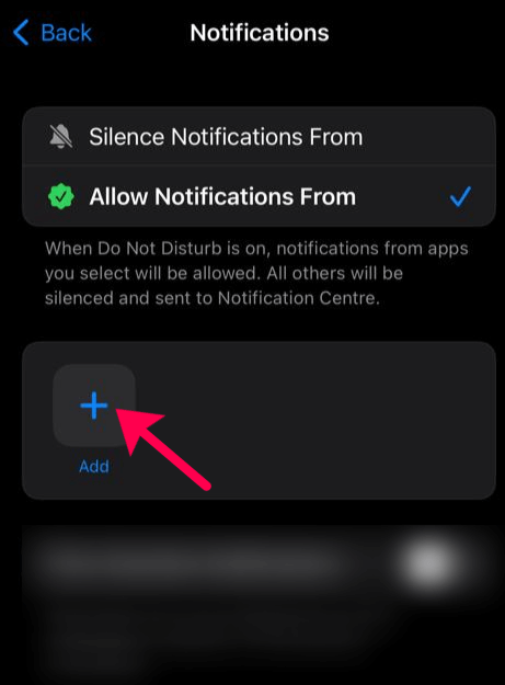Add apps to allow access in Do Not Disturb