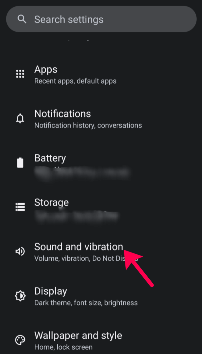 Select Sound & Vibration from the phone settings