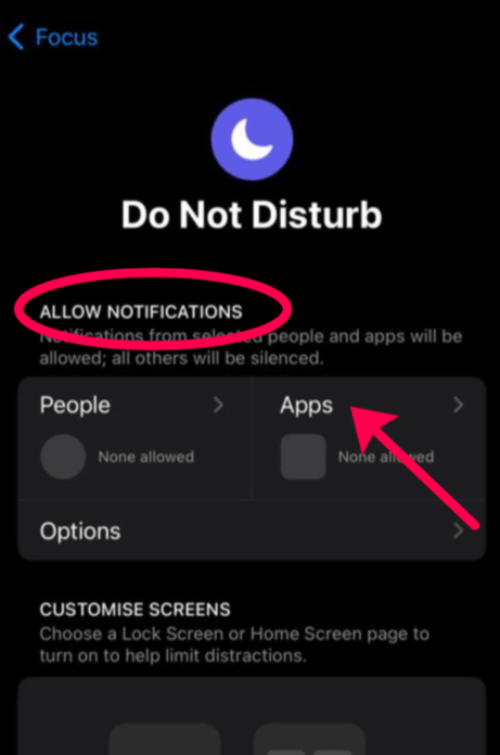 Select Apps to allow notifications