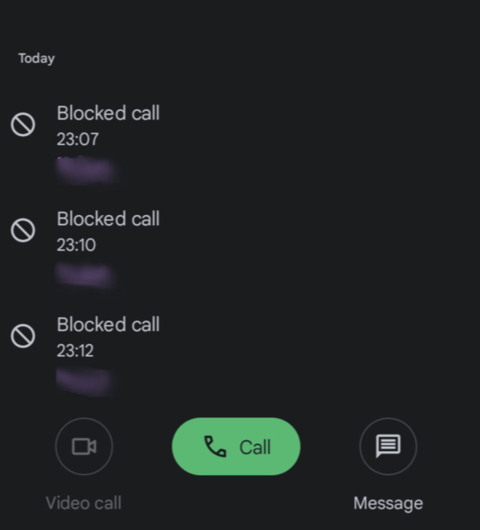 Rejected call appearing in the call log