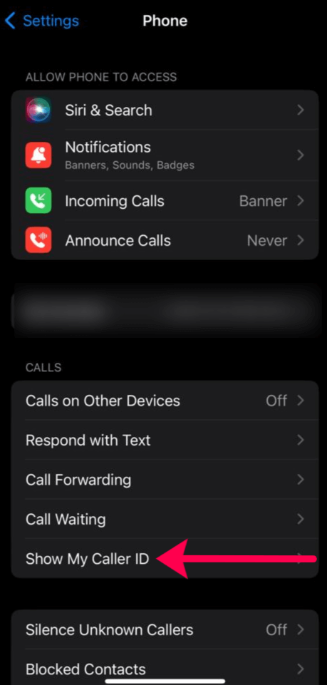 Select show my caller ID option