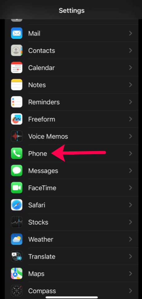 In settings select phone