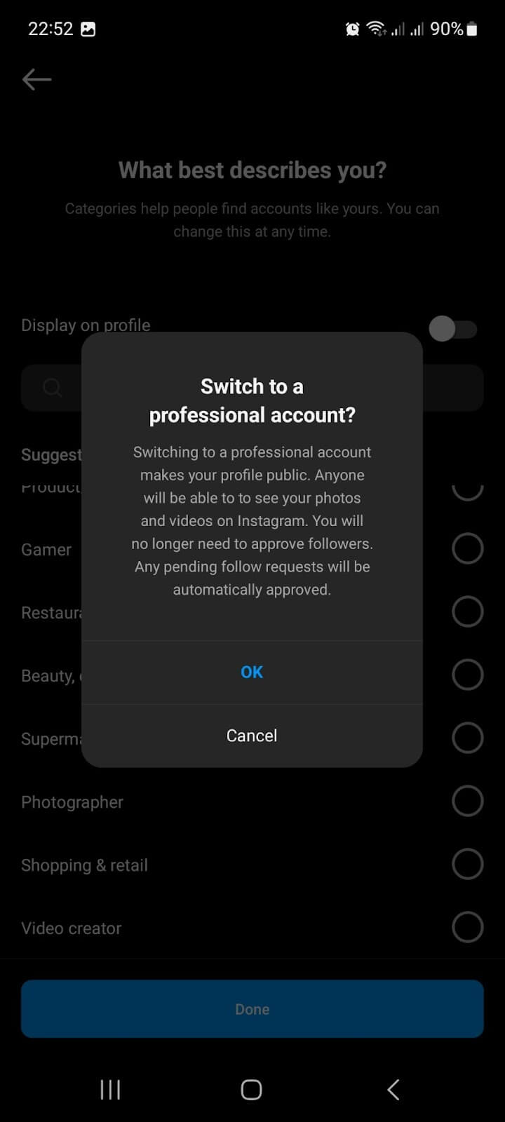 How To Change Account Type On Instagram