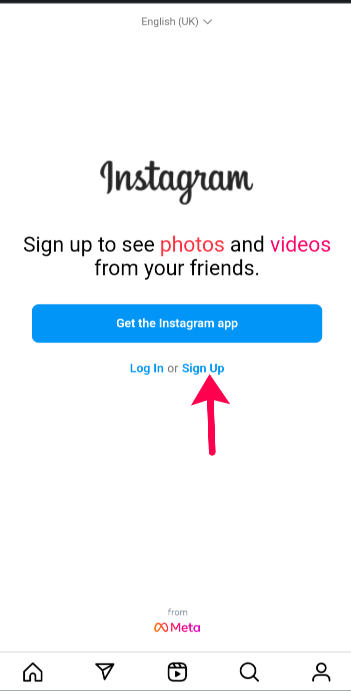 Instagram signup with Facebook