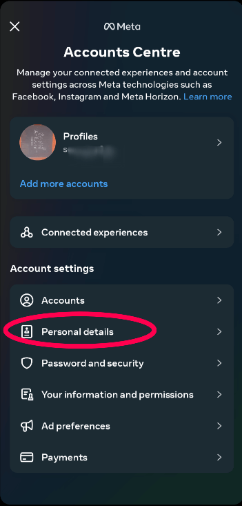Select Personal details