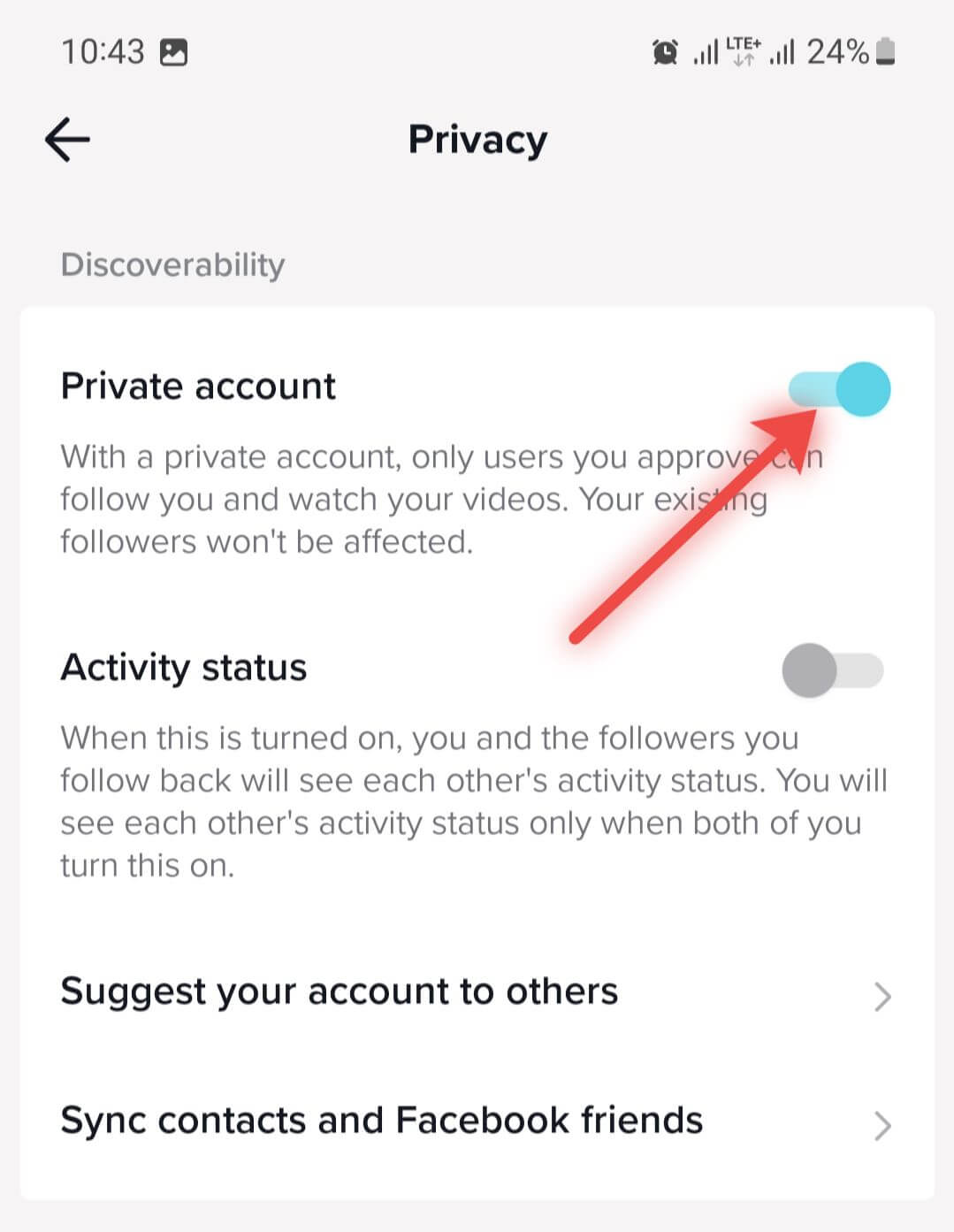 turn off the Private Account option