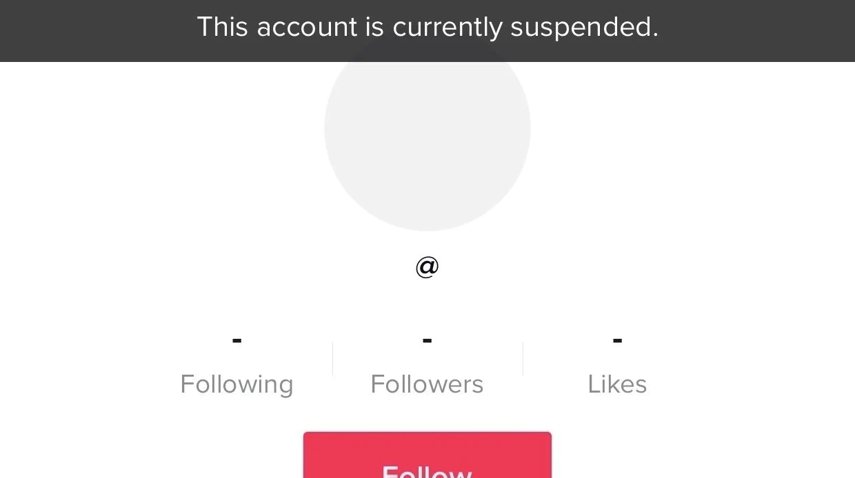 Suspended TikTok account