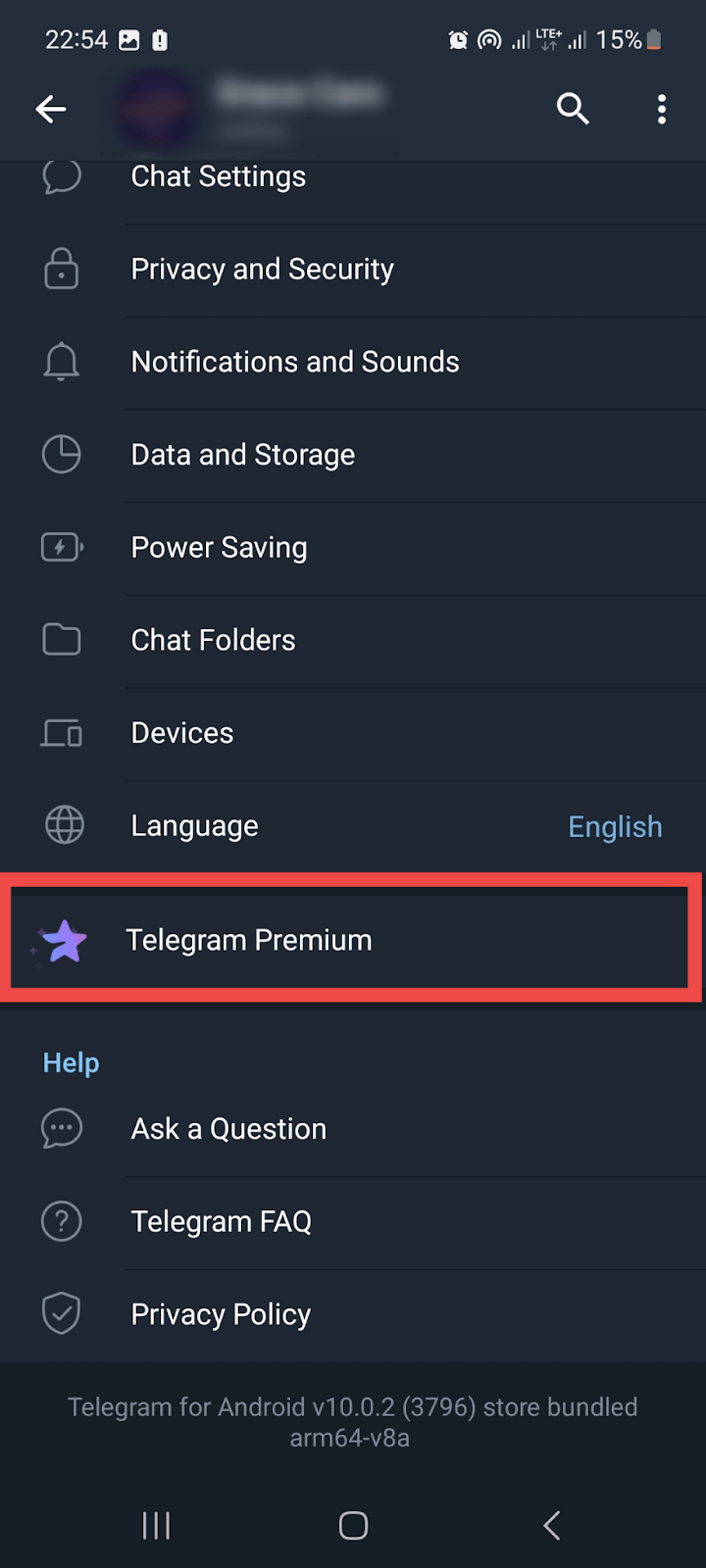Under settings go to Telegram Premium option