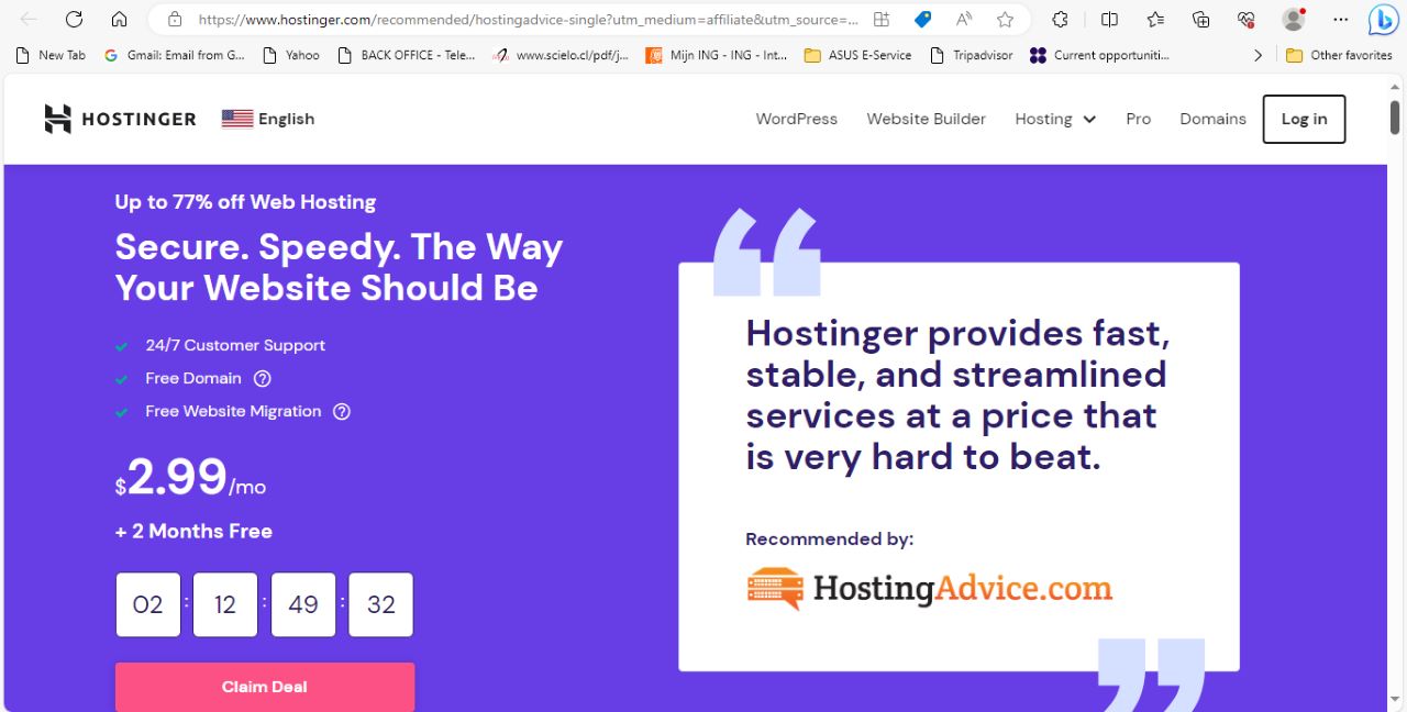 Hostinger homepage
