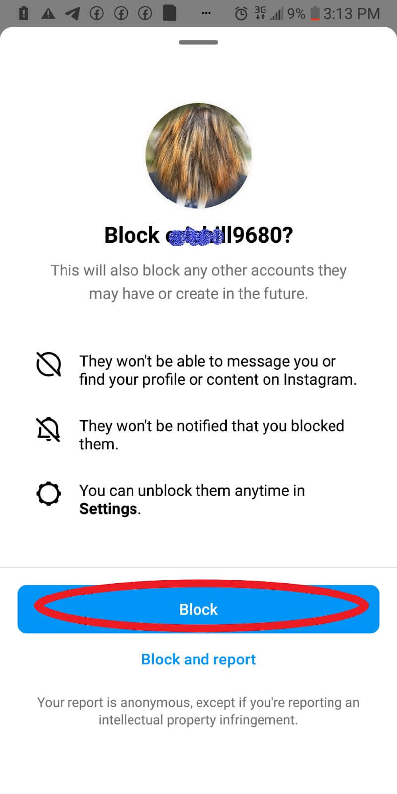Block Instagram bot account