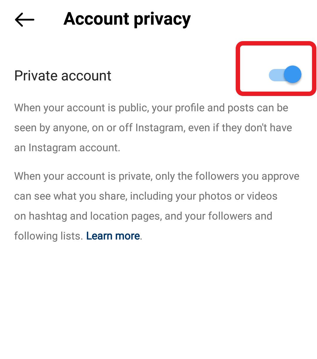 Instagram Account privacy