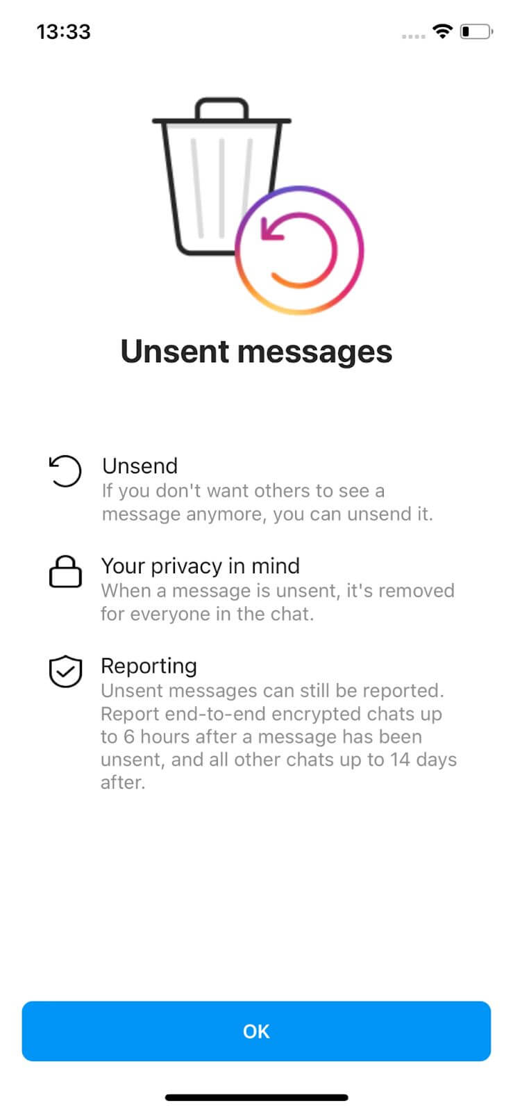 Instagram unsent message report