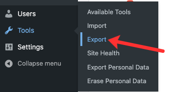 Export WP site