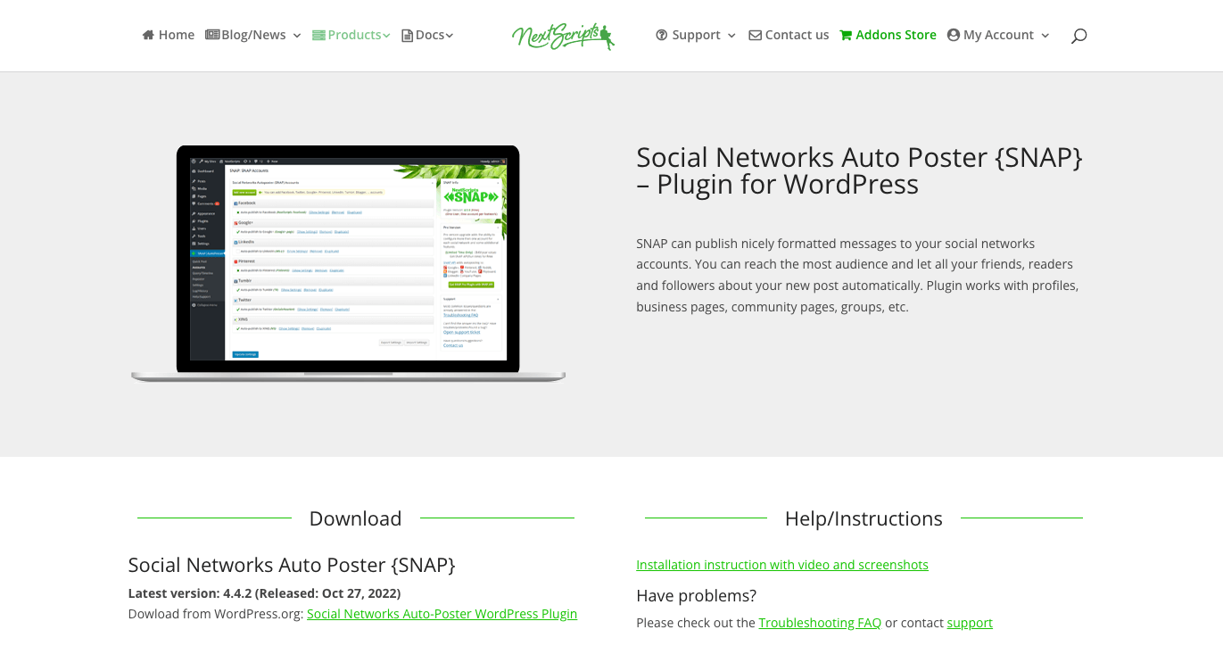 NextScripts Social Networks AutoPoster homepage