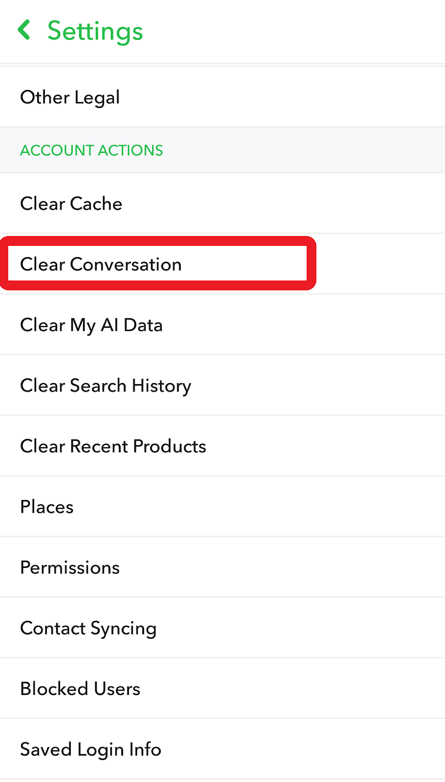 clear conversation option