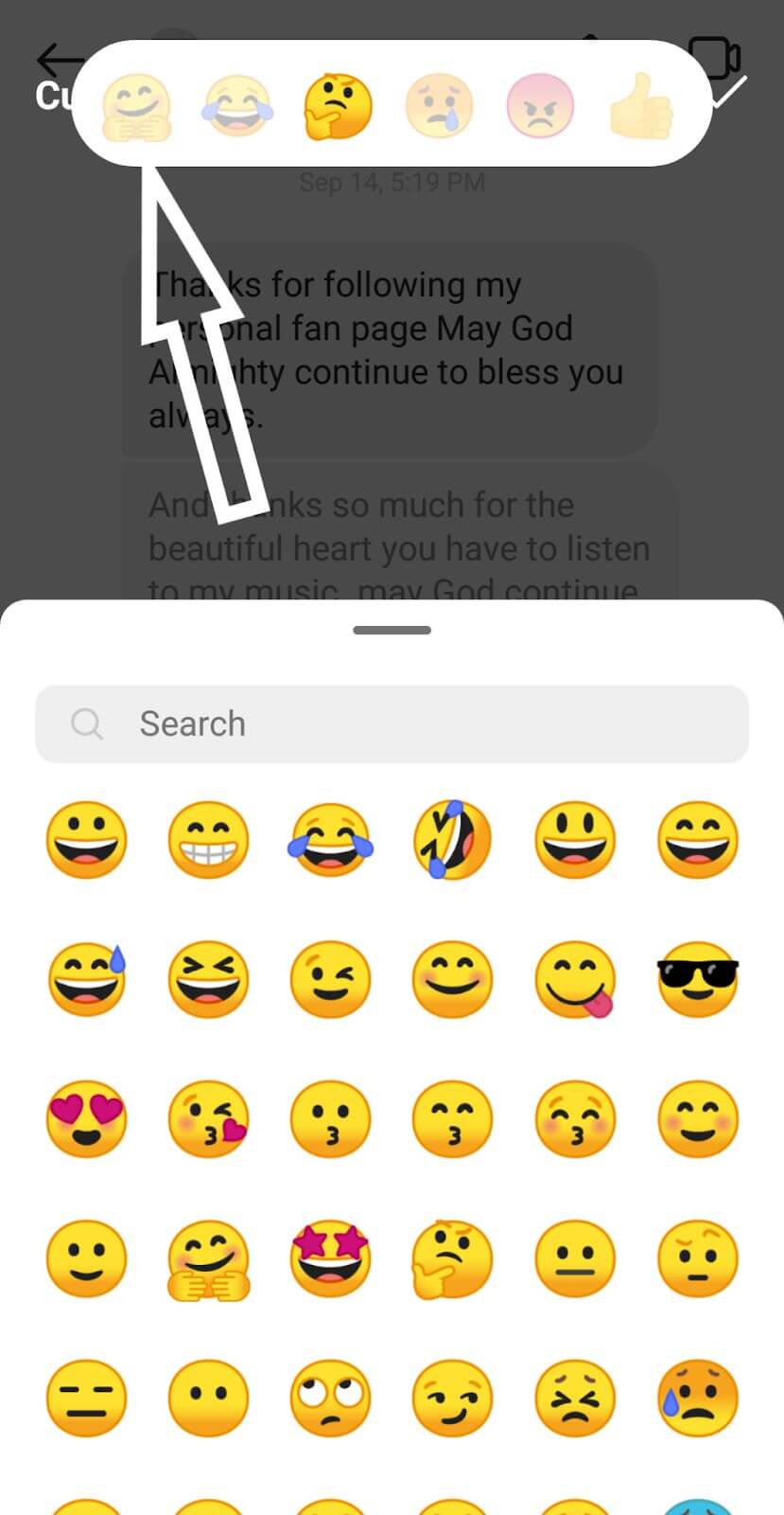Emoji reaction menu