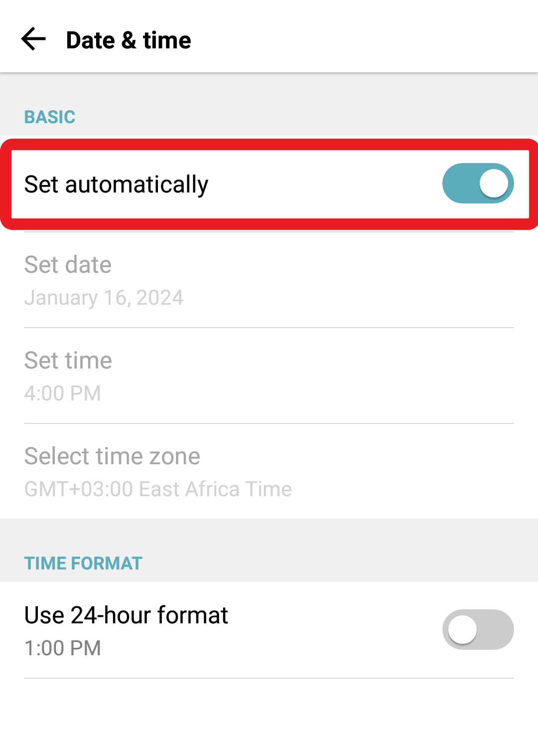 set Date and Time automatically