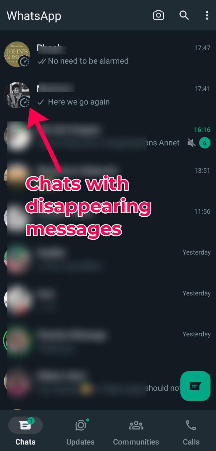 WhatsApp Disappearing messages
