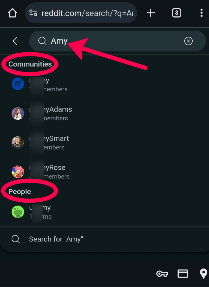 username you search for